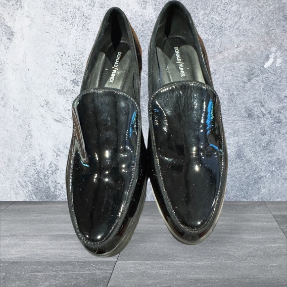Donald J. Pliner Black Patent Leather Loafers with lug heel - Picture 1 of 6